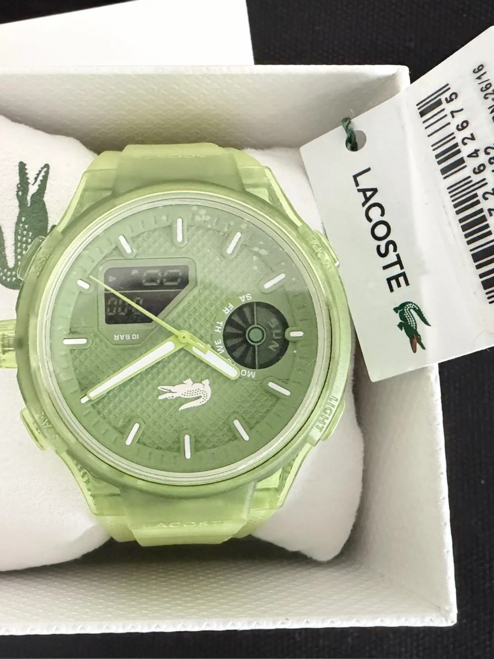 Brand new with tags Lacoste LC33 Unisex Analog & Digital Watch in Lime color